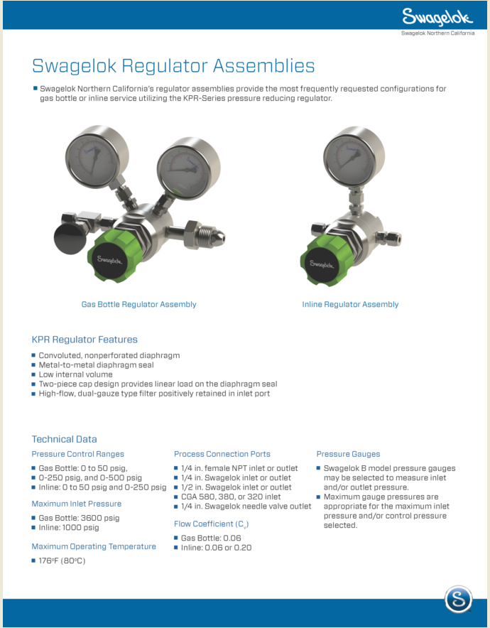 Our Swagelok Regulator Assembly Program Speeds Up Delivery
