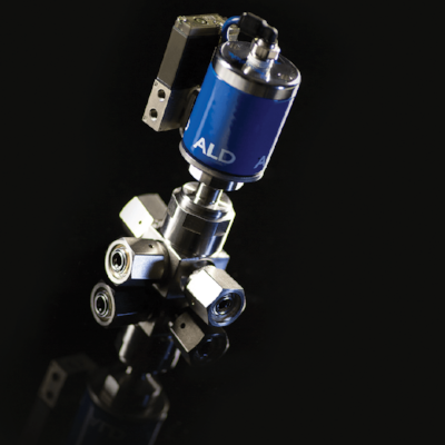 A Swagelok ALD valve used for atomic layer deposition in semiconductor fab equipment