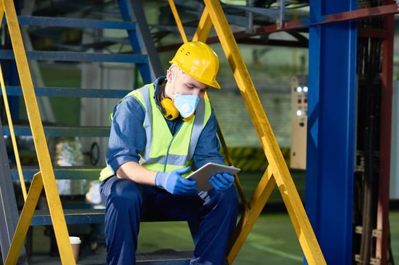 plant worker using digital tablet