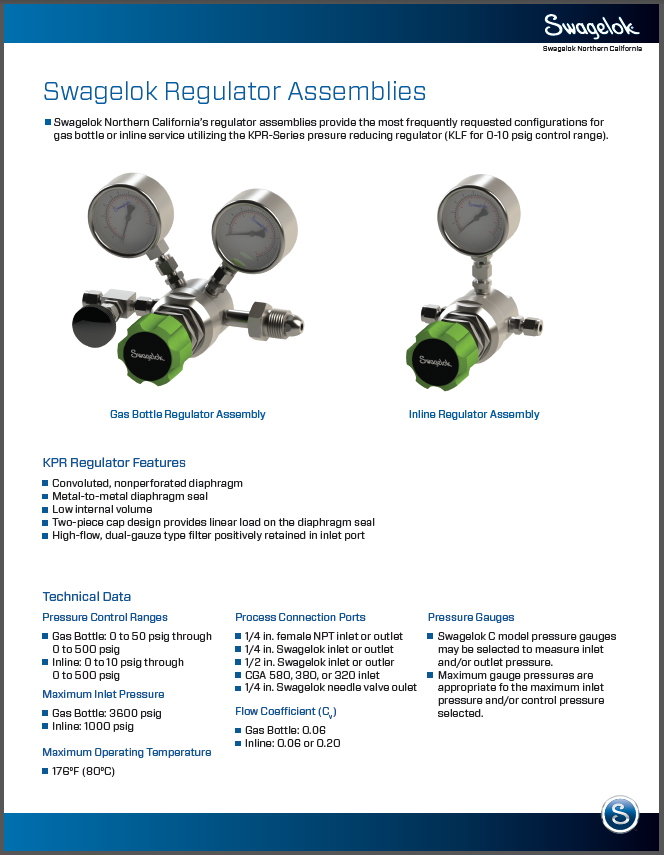 Our Swagelok Pressure Regulator Assembly Program Is Engineered to Deliver Fast